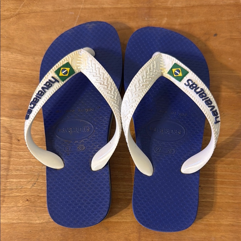 Havaianas Blue and White Sandals toddler flip flops size 11